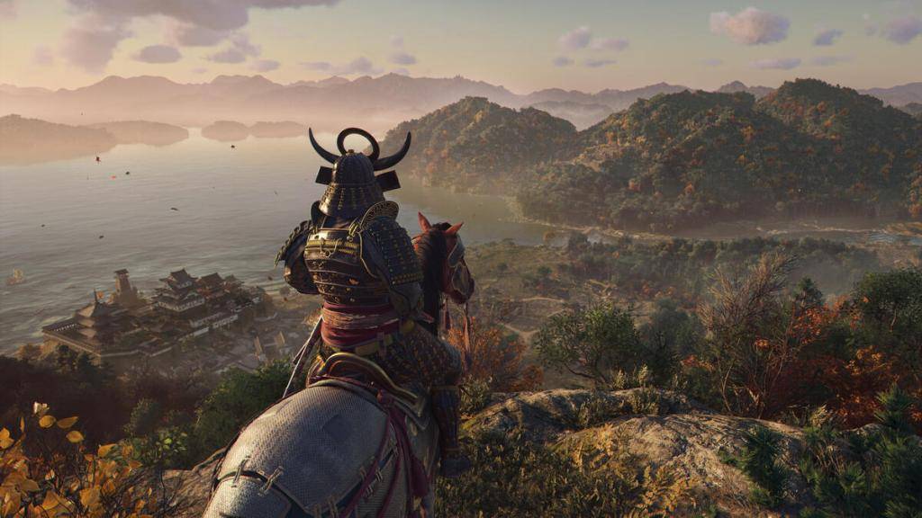 Yasuke, Ubisoft Press Center'dan bir sahil manzarasını görüntüliyor