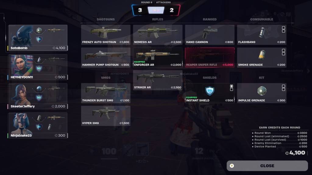 La schermata Acquista in Fortnite Ballistic che mostra il carico consigliato.