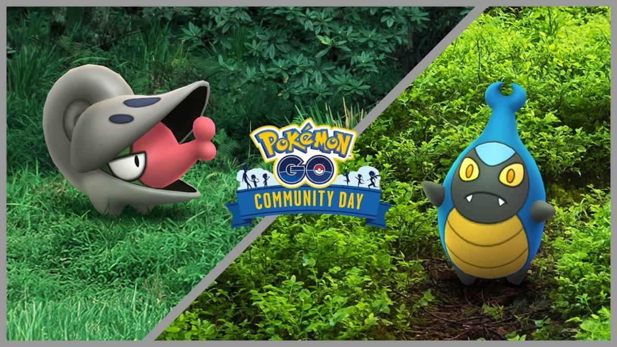Karrablast和Shelmet Community Day的Pokemon GO关键艺术