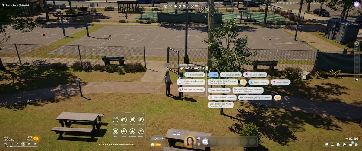 Options de conversation romantique dans inZOI