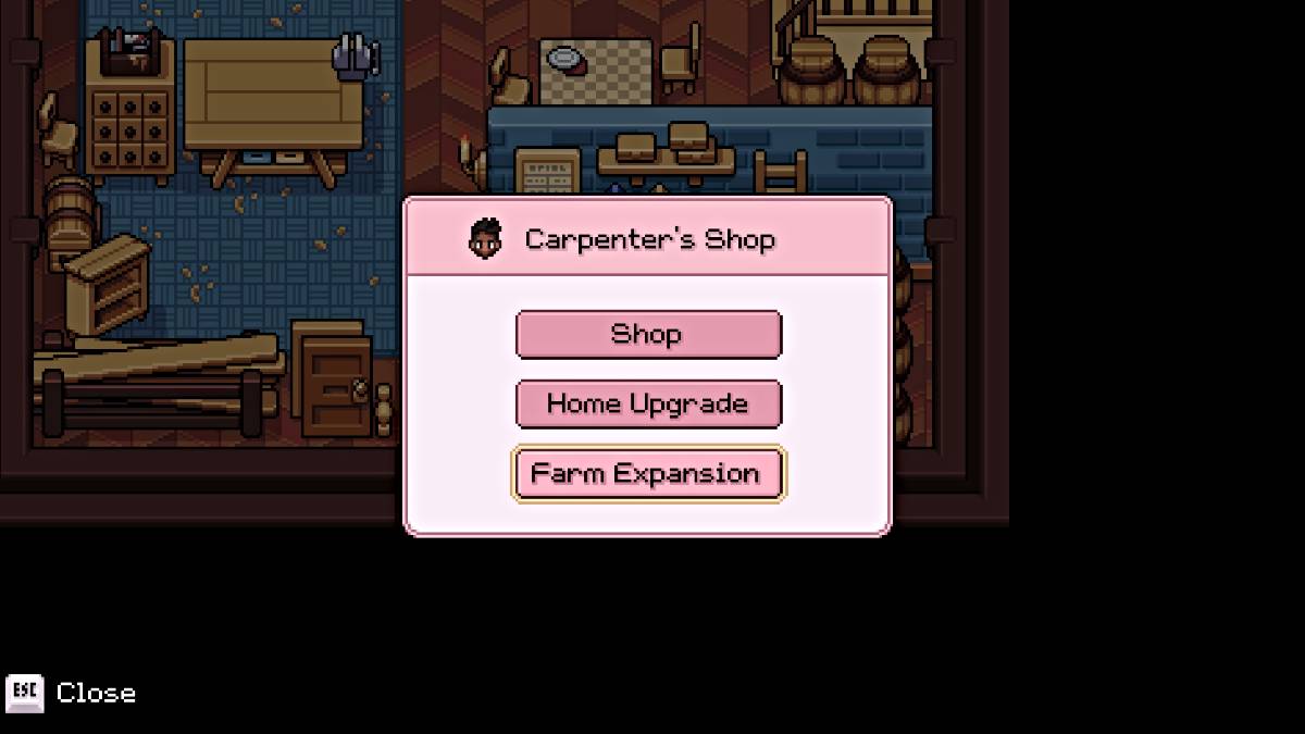 Mistria Alanlarında Carpenter Shop Menüsü